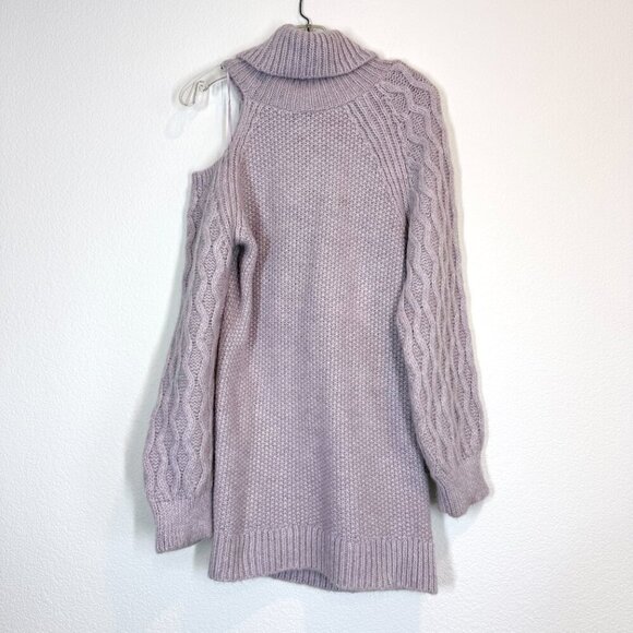 Pilcro Cable Knit Sweater Purple Cold Shoulder Turtleneck Chunky Medium - Picture 5 of 12